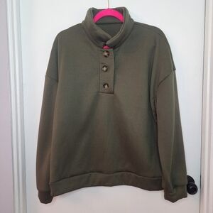 SHEIN LUNE Polo Neck Drop Shoulder Sweatshirt XL